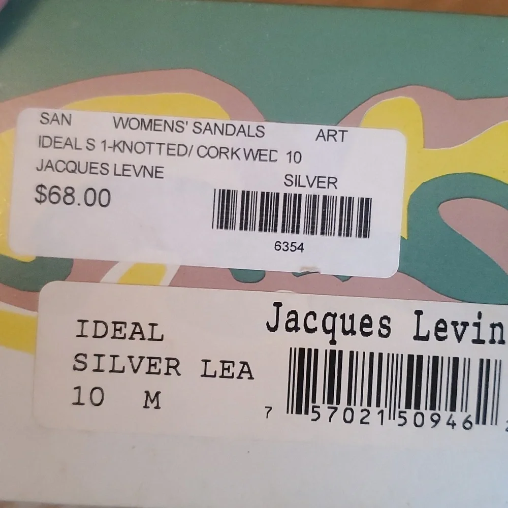 Silver Wedge Sandals NIB Size 10 M - Picture 3 of 4